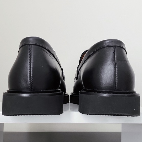 Aquatalia Kurt Black Leather Platform Penny Loafers 8 Italy Nordstrom - Picture 8 of 11